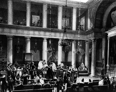 The Paris Synagogue, c.1845 by Marquis de Villeneuve